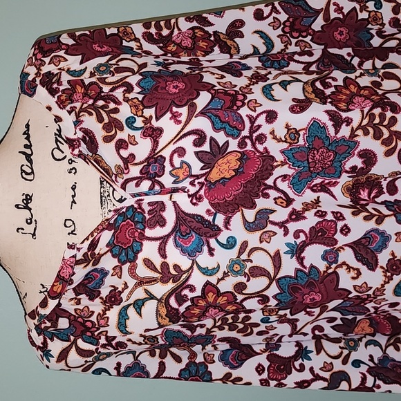 Liz Claiborne floral paisley top size large - Picture 2 of 6